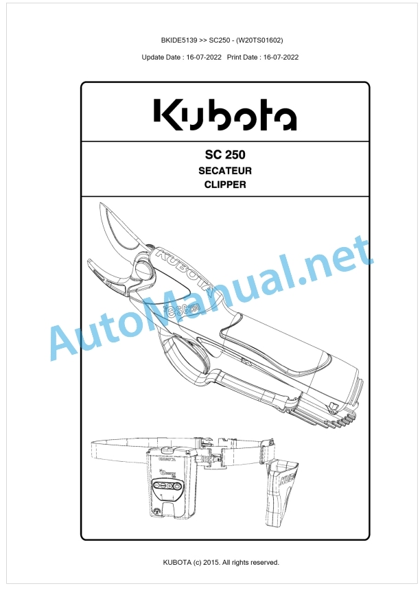 Kubota SC250 Parts Manual PDF BKIDE5139 1 Kubota SC250 Parts Manual PDF BKIDE5139