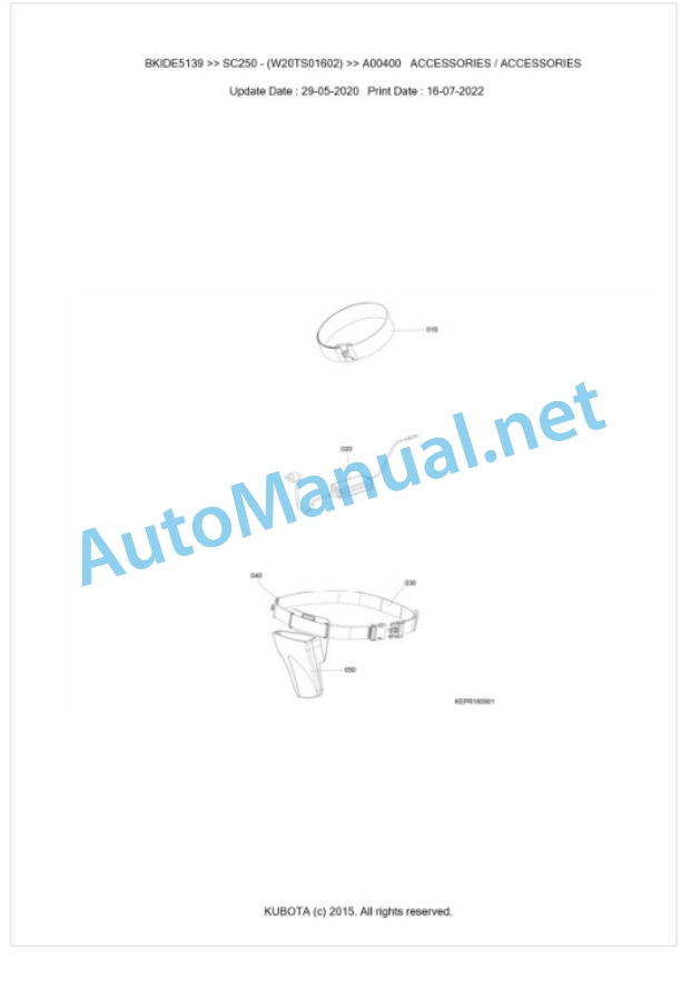 Kubota SC250 Parts Manual PDF BKIDE5139 5 Kubota SC250 Parts Manual PDF BKIDE5139-5