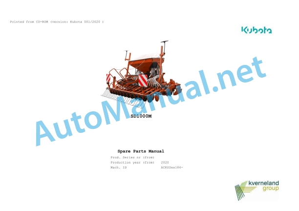 Kubota SD1000M Parts Manual PDF 1 Kubota SD1000M Parts Manual PDF