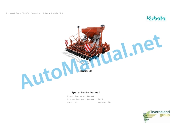 Kubota SD2000M Parts Manual PDF 1 Kubota SD2000M Parts Manual PDF