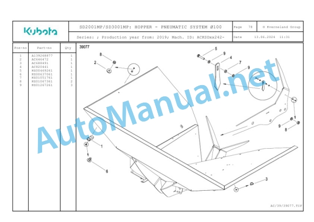 Kubota SD2001MP, SD3001MP Parts Manual PDF 3 Kubota SD2001MP, SD3001MP Parts Manual PDF-3