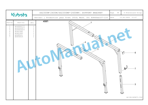 Kubota SD2300M-2400M, SD2300MP-2400MP Parts Manual PDF 3 Kubota SD2300M-2400M, SD2300MP-2400MP Parts Manual PDF-3