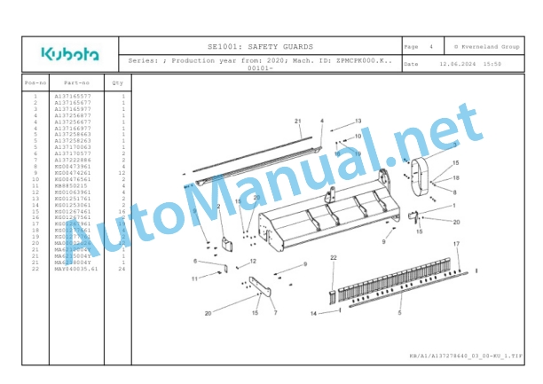 Kubota SE1001 Parts Manual PDF 4 Kubota SE1001 Parts Manual PDF-4
