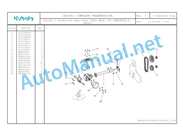 Kubota SE1001 Parts Manual PDF 5 Kubota SE1001 Parts Manual PDF-5