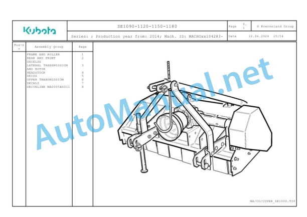 Kubota SE1090-1120-1150-1180 Parts Manual PDF 2 Kubota SE1090-1120-1150-1180 Parts Manual PDF-2