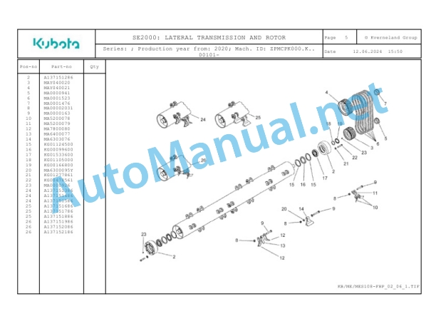 Kubota SE2000 Parts Manual PDF 3 Kubota SE2000 Parts Manual PDF-3