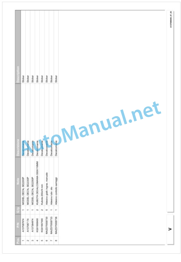 Kubota SE2000P-200, SE2000P-230, SE2000P-250 Parts Manual PDF 5 Kubota SE2000P-200, SE2000P-230, SE2000P-250 Parts Manual PDF-5