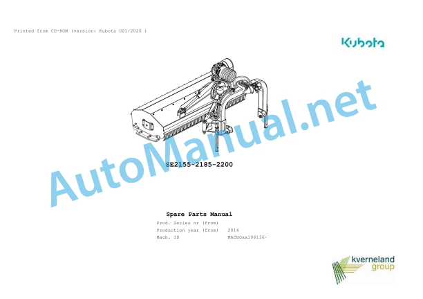 Kubota SE2155-2185-2200 Parts Manual PDF 1 Kubota SE2155-2185-2200 Parts Manual PDF