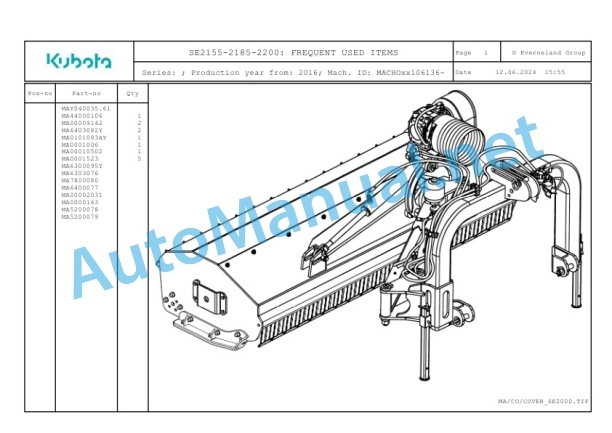 Kubota SE2155-2185-2200 Parts Manual PDF 2 Kubota SE2155-2185-2200 Parts Manual PDF-2
