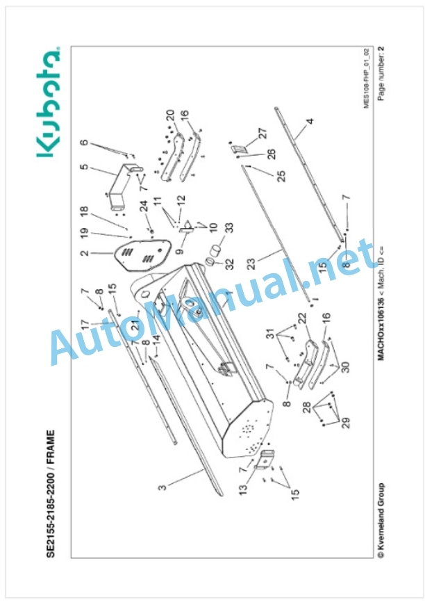 Kubota SE2155, SE2185, SE2200 Parts Manual PDF 2 Kubota SE2155, SE2185, SE2200 Parts Manual PDF-2