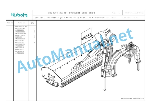 Kubota SE2200P-2230P Parts Manual PDF 2 Kubota SE2200P-2230P Parts Manual PDF-2