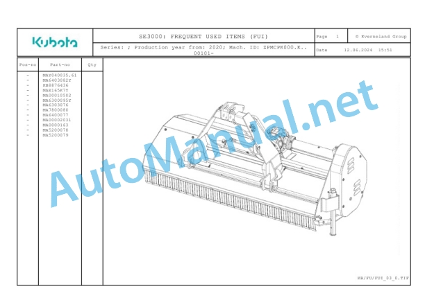 Kubota SE3000 Parts Manual PDF 2 Kubota SE3000 Parts Manual PDF-2