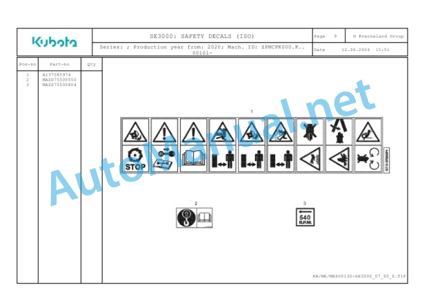Kubota SE3000 Parts Manual PDF 5 Kubota SE3000 Parts Manual PDF-5