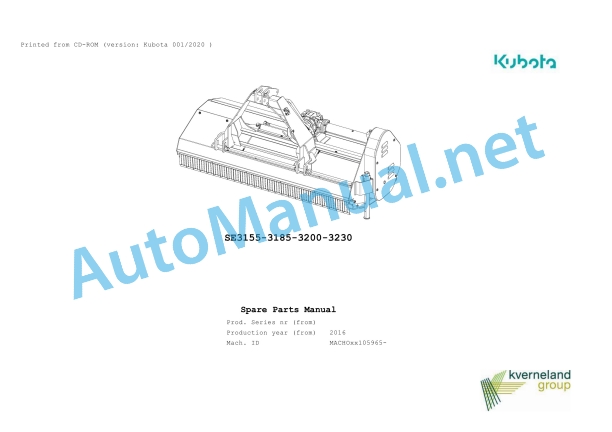 Kubota SE3155-3185-3200-3230 Parts Manual PDF 1 Kubota SE3155-3185-3200-3230 Parts Manual PDF