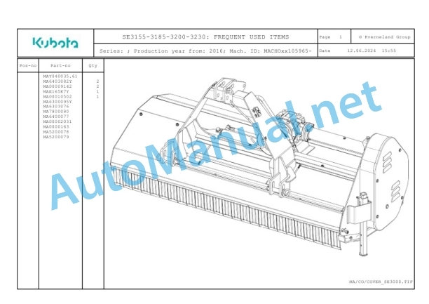 Kubota SE3155-3185-3200-3230 Parts Manual PDF 2 Kubota SE3155-3185-3200-3230 Parts Manual PDF-2