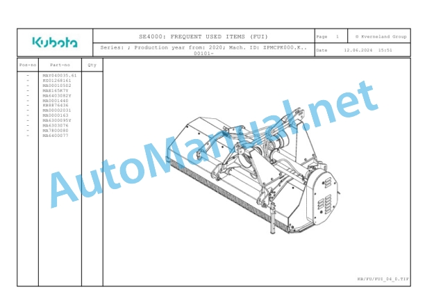 Kubota SE4000 Parts Manual PDF 2 Kubota SE4000 Parts Manual PDF-2