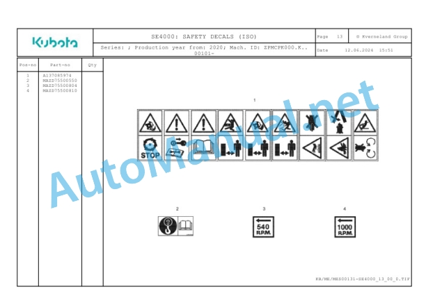 Kubota SE4000 Parts Manual PDF 5 Kubota SE4000 Parts Manual PDF-5