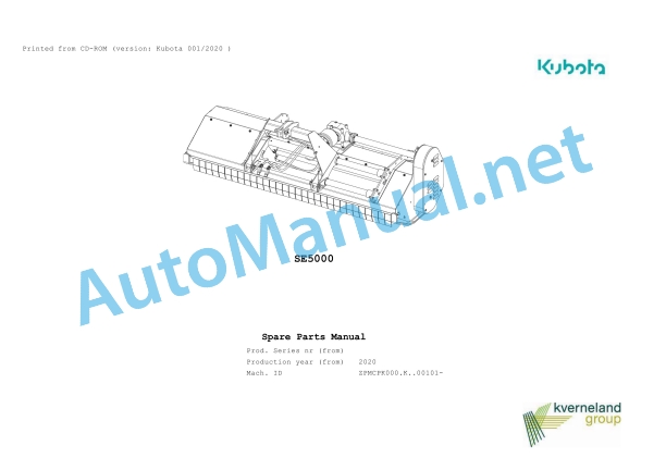 Kubota SE5000 Parts Manual PDF 1 Kubota SE5000 Parts Manual PDF