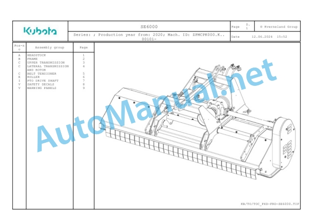 Kubota SE6000 Parts Manual PDF 2 Kubota SE6000 Parts Manual PDF-2