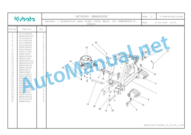 Kubota SE7000F Parts Manual PDF 2 Kubota SE7000F Parts Manual PDF-2