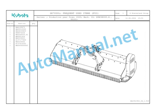 Kubota SE7000L Parts Manual PDF 2 Kubota SE7000L Parts Manual PDF-2