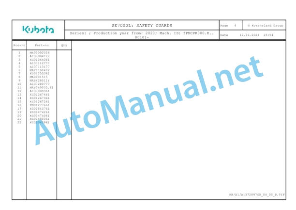 Kubota SE7000L Parts Manual PDF 3 Kubota SE7000L Parts Manual PDF-3