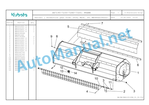 Kubota SE7195-7235-7280-7320 Parts Manual PDF 2 Kubota SE7195-7235-7280-7320 Parts Manual PDF-2