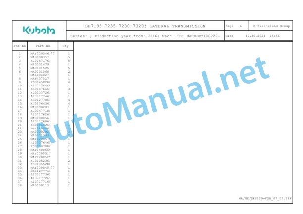 Kubota SE7195-7235-7280-7320 Parts Manual PDF 4 Kubota SE7195-7235-7280-7320 Parts Manual PDF-4