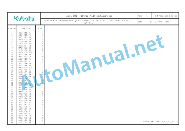 Kubota SE8000 Parts Manual PDF 2 Kubota SE8000 Parts Manual PDF-2
