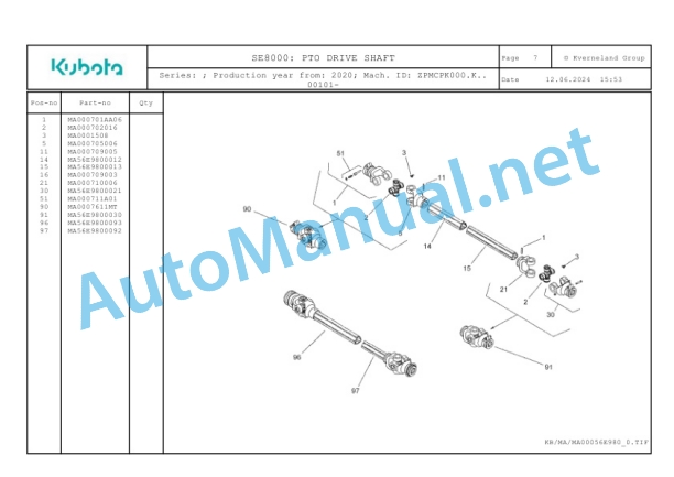 Kubota SE8000 Parts Manual PDF 4 Kubota SE8000 Parts Manual PDF-4