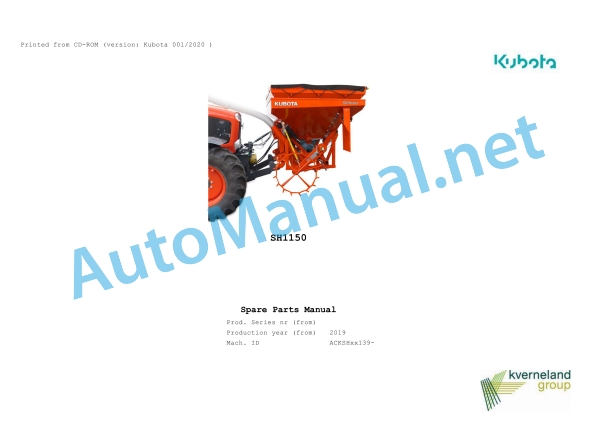 Kubota SH1150 Parts Manual PDF 1 Kubota SH1150 Parts Manual PDF