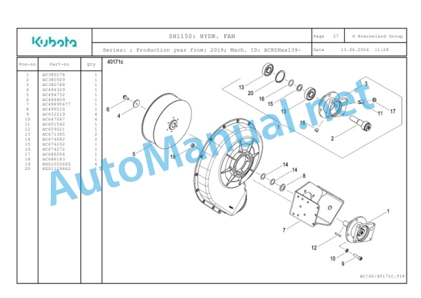 Kubota SH1150 Parts Manual PDF 2 Kubota SH1150 Parts Manual PDF-2