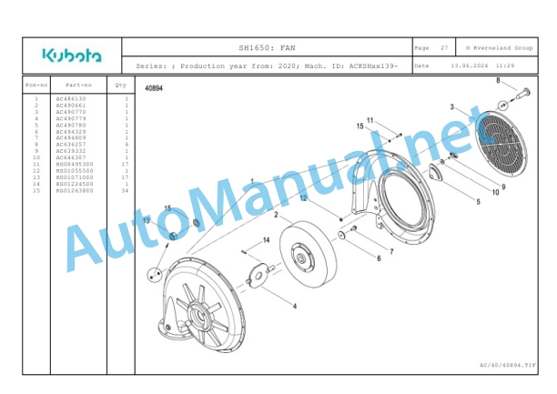Kubota SH1650 Parts Manual PDF 2 Kubota SH1650 Parts Manual PDF-2