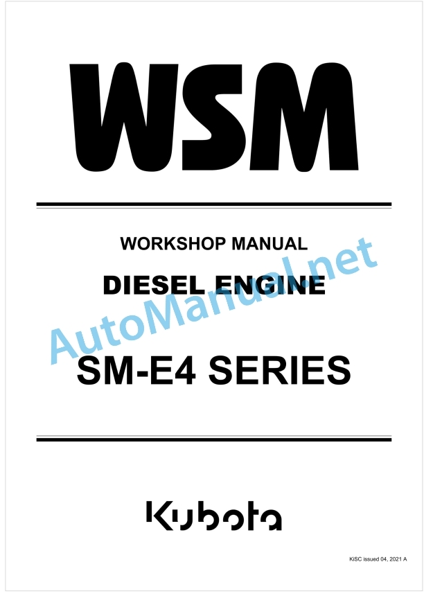Kubota SM-E4 Series Diesel Engine Workshop Manual PDF
