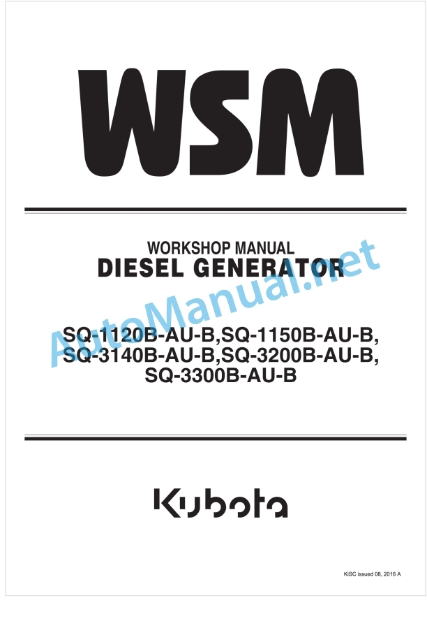 Kubota SQ-1120B-AU-B, SQ-1150B-AU-B, SQ Workshop Manual PDF