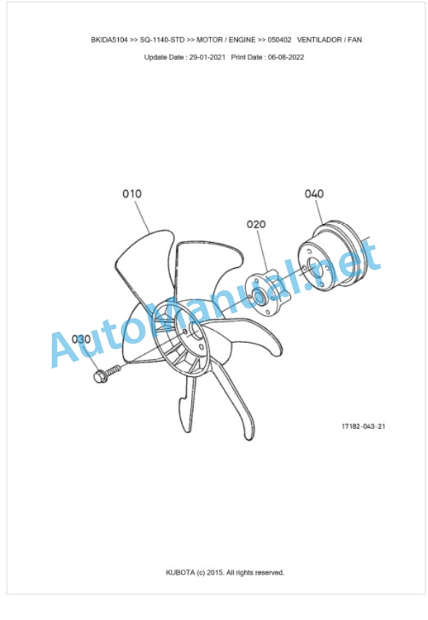 Kubota SQ-1140-STD Parts Manual PDF BKIDA5104 4 Kubota SQ-1140-STD Parts Manual PDF BKIDA5104-4