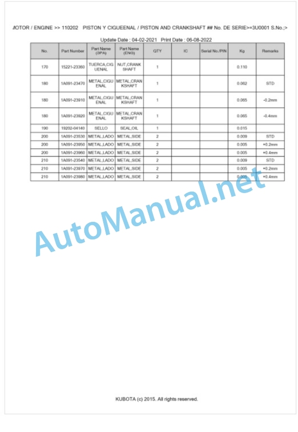 Kubota SQ-1200-STD Parts Manual PDF BKIDA5109 2 Kubota SQ-1200-STD Parts Manual PDF BKIDA5109-2