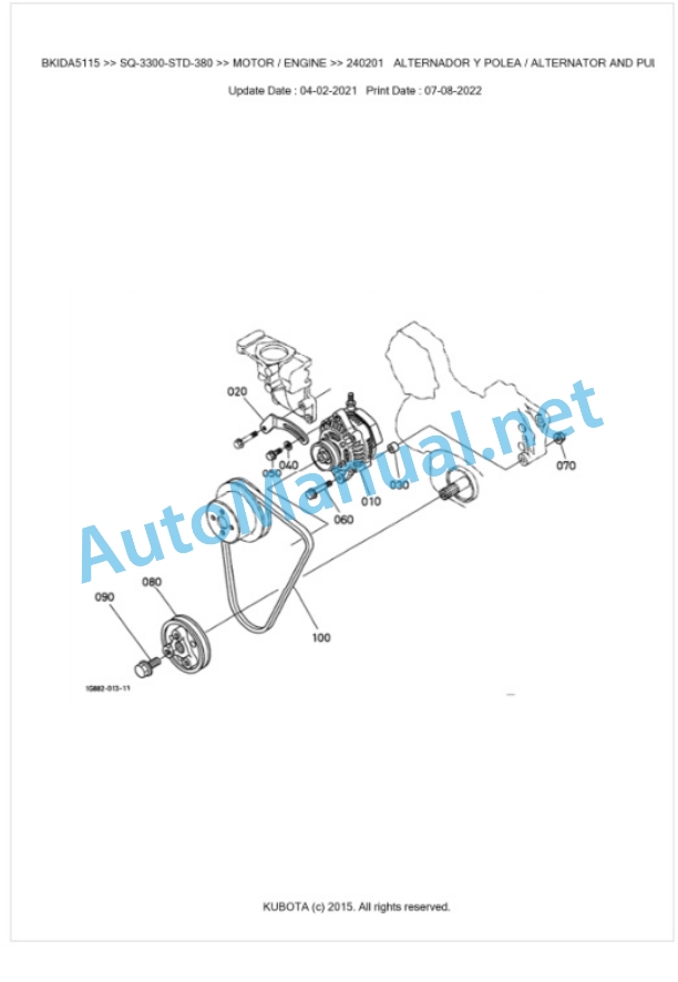 Kubota SQ-3300-STD-380 Parts Manual PDF BKIDA5115 3 Kubota SQ-3300-STD-380 Parts Manual PDF BKIDA5115-3