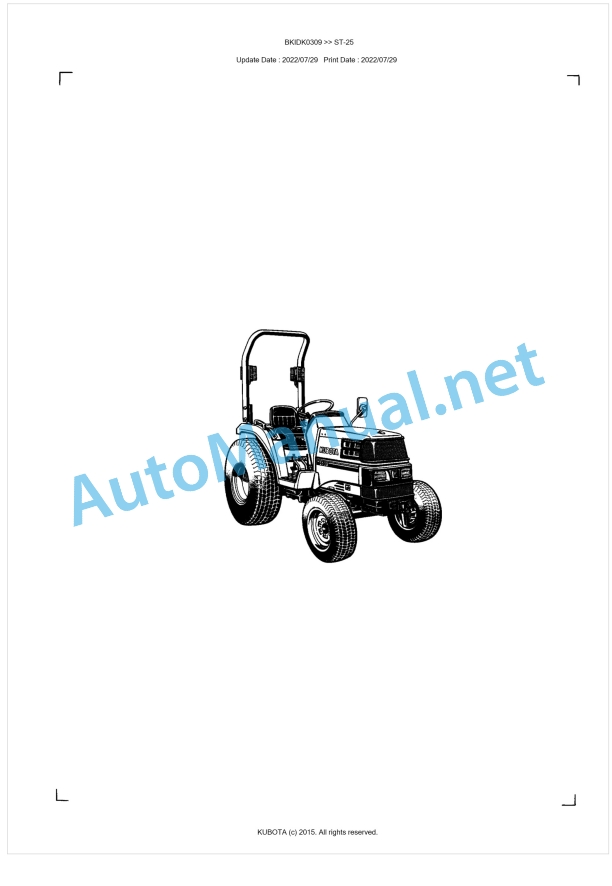 Kubota ST-25 Parts Manual PDF BKIDK0309 1 Kubota ST-25 Parts Manual PDF BKIDK0309