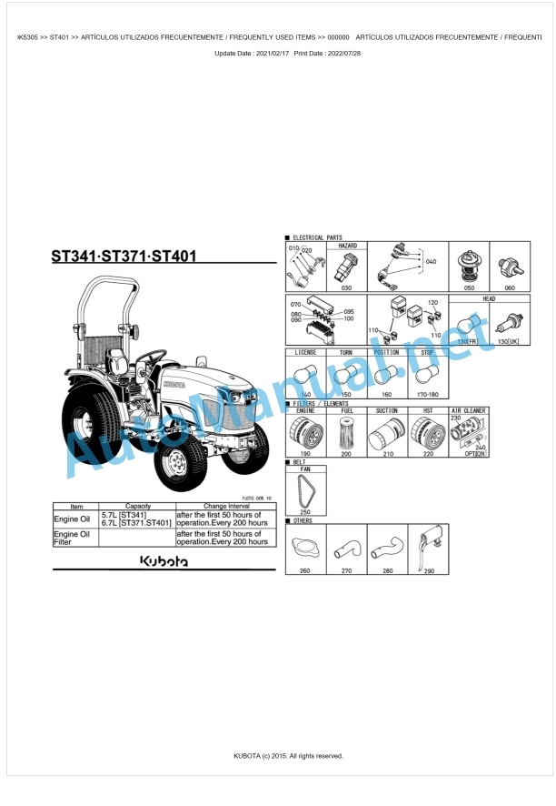 Kubota ST341, ST371, ST401 Parts Manual PDF BKIDK5305 1 Kubota ST341, ST371, ST401 Parts Manual PDF BKIDK5305