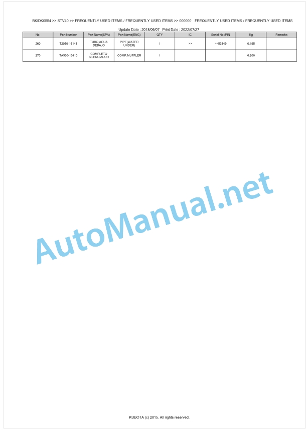Kubota STV32, STV36, STV40 Parts Manual PDF BKIDK0554 1 Kubota STV32, STV36, STV40 Parts Manual PDF BKIDK0554