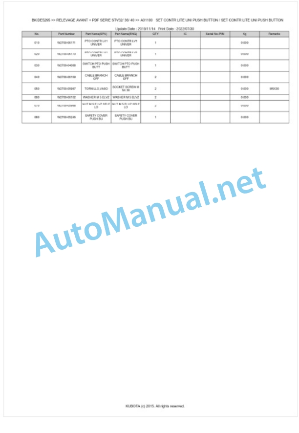 Kubota STV32, STV36, STV40 PDF Series Relevage Avant Parts Manual PDF BKIDE5295 4 Kubota STV32, STV36, STV40 PDF Series Relevage Avant Parts Manual PDF BKIDE5295-4
