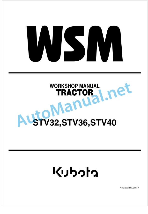 Kubota STV32, STV36, STV40 Tractor Workshop Manual PDF 1 Kubota STV32, STV36, STV40 Tractor Workshop Manual PDF