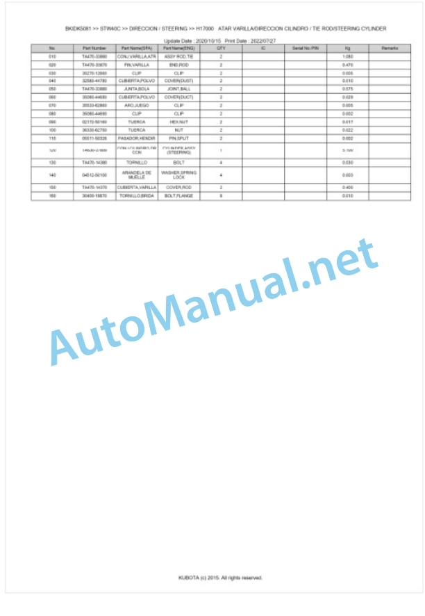 Kubota STW34, STW37, STW40 Parts Manual PDF BKIDK5081 4 Kubota STW34, STW37, STW40 Parts Manual PDF BKIDK5081-4