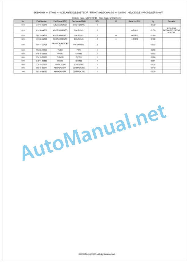 Kubota STW34, STW37, STW40 Parts Manual PDF BKIDK5084 4 Kubota STW34, STW37, STW40 Parts Manual PDF BKIDK5084-4
