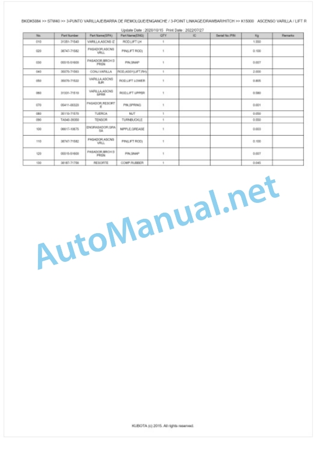 Kubota STW34, STW37, STW40 Parts Manual PDF BKIDK5084 5 Kubota STW34, STW37, STW40 Parts Manual PDF BKIDK5084-5