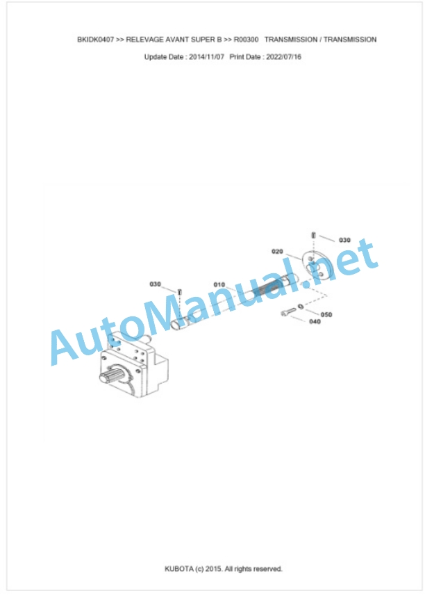 Kubota Super B Relevage Avant Parts Manual PDF BKIDK0407 3 Kubota Super B Relevage Avant Parts Manual PDF BKIDK0407-3