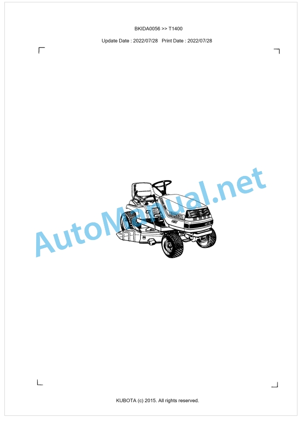 Kubota T1400 Parts Manual PDF BKIDA0056 1 Kubota T1400 Parts Manual PDF BKIDA0056