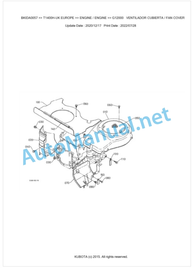 Kubota T1400H-UK EUROPE Parts Manual PDF BKIDA0057 2 Kubota T1400H-UK EUROPE Parts Manual PDF BKIDA0057-2