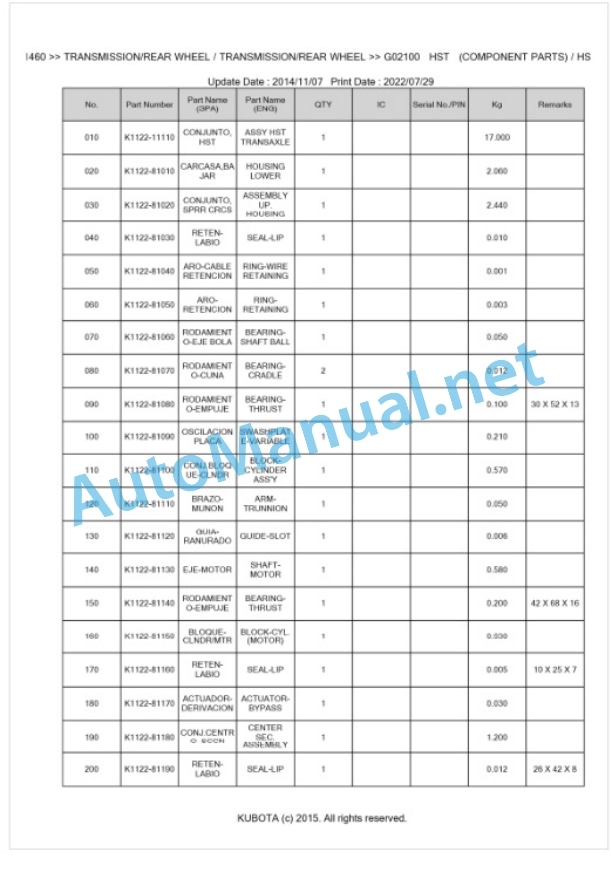 Kubota T1460 Parts Manual PDF BKIDK0392 4 Kubota T1460 Parts Manual PDF BKIDK0392-4